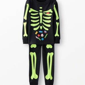 Hanna Andersson Black Glow-in-the-Dark Skeleton Pajama Set